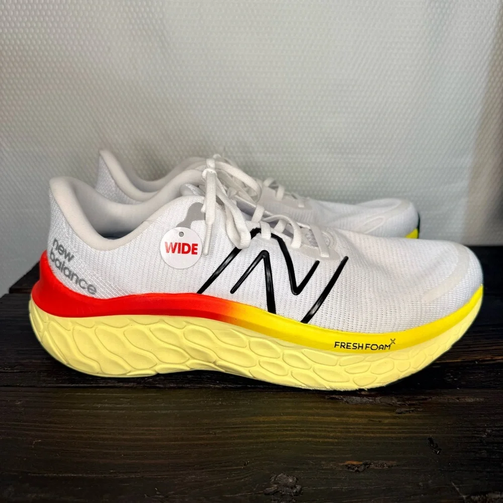 New Balance White and Yellow Athletic Shoes