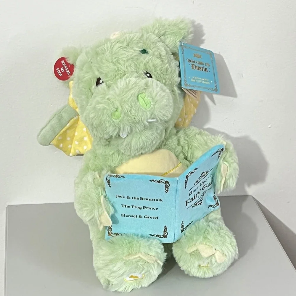Cuddle Barn Dustin the Storytelling‎ Dragon  Green Animated Plush Toy NEW