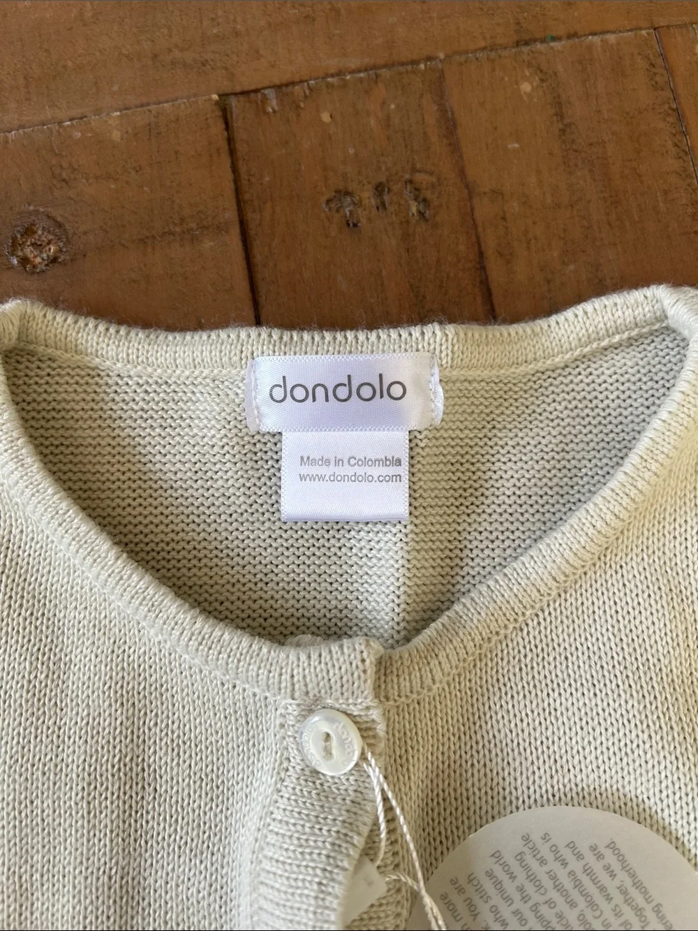 Dondolo cotton ivory knit button front cardigan sweater 5 years nwt