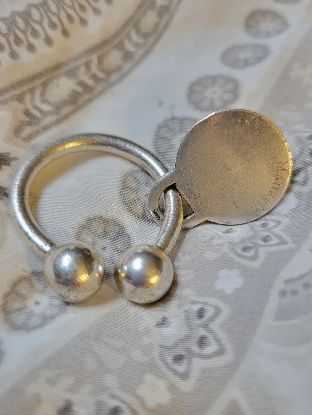 VTG 2004 TIFFANY & CO 925 Sterling Silver Screw Ball Key Ring U-shape Tag & Box!