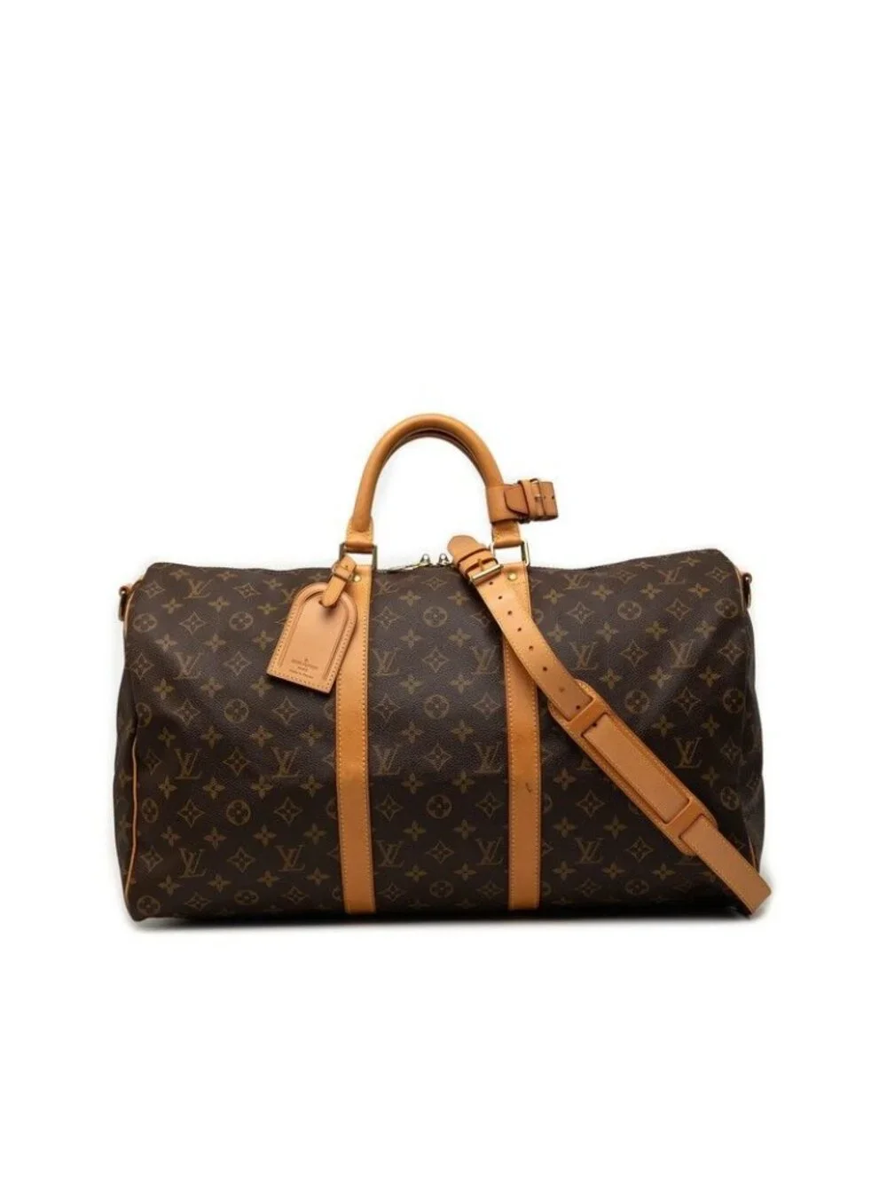 Louis Vuitton Monogram Keepall Bandouliere 50 Boston Bag 2-Way Brown Leather