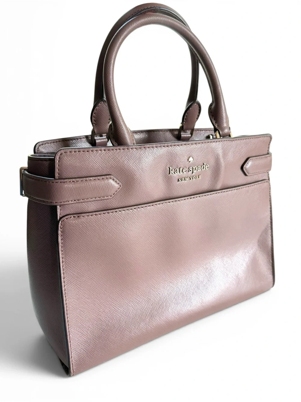 Kate Spade New York Staci Satchel Women Saffiano Leather Mauve Handbag Bag