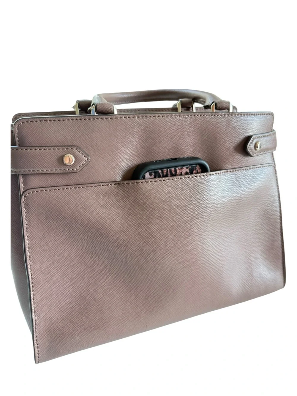 Kate Spade New York Staci Satchel Women Saffiano Leather Mauve Handbag Bag