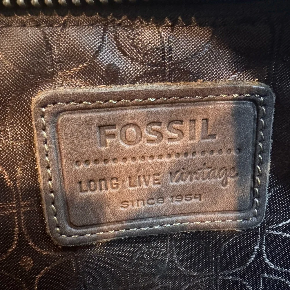 FOSSIL Sutton Shoulder Crossbody Bag Espresso Adjustable Strap 12 x 12 Key