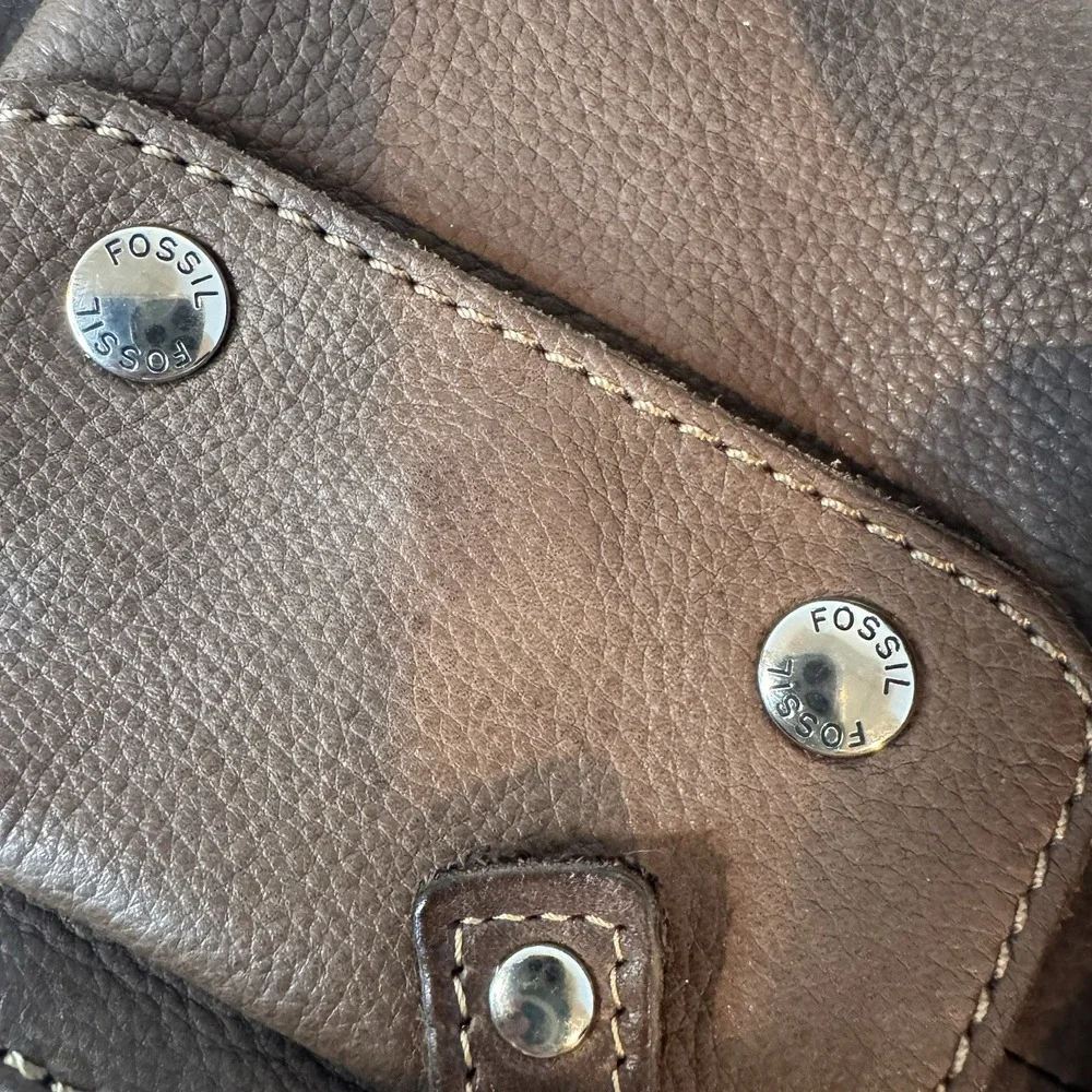 FOSSIL Sutton Shoulder Crossbody Bag Espresso Adjustable Strap 12 x 12 Key