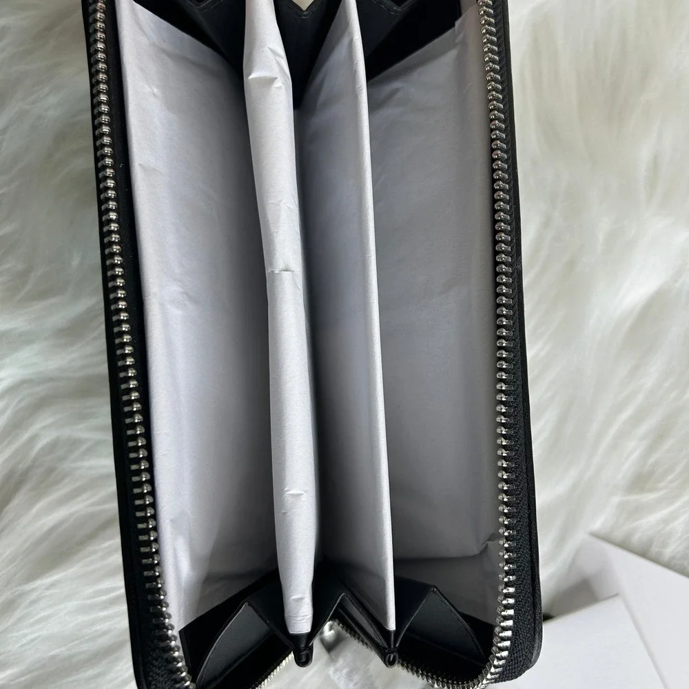 Coach CU150‎ Black Signature Jacquard Long Zip Around Wallet NWT