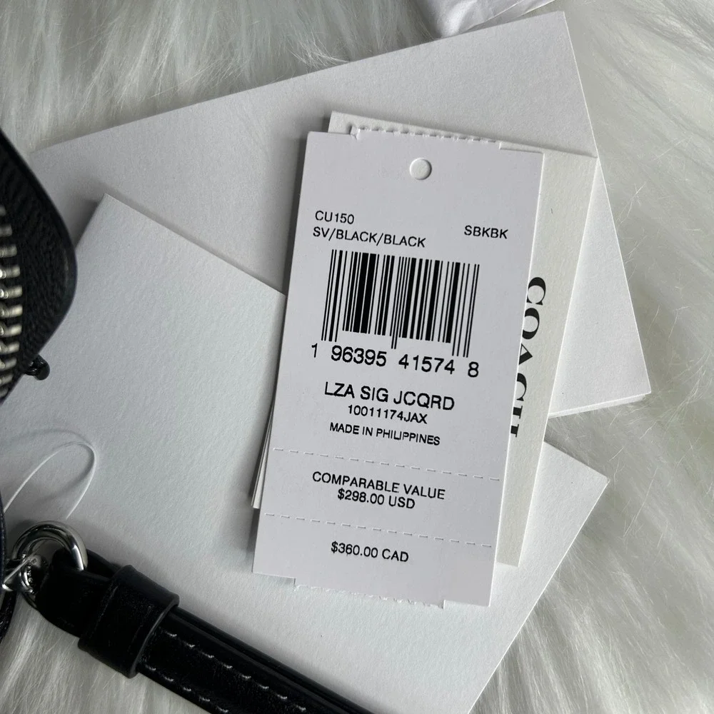 Coach CU150‎ Black Signature Jacquard Long Zip Around Wallet NWT