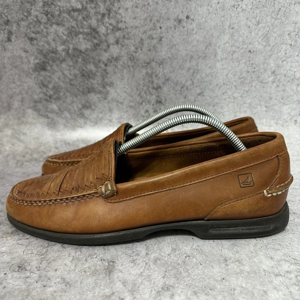 Sperry Tremont Woven Loafers Mens 10.5 Brown Leather Slip On Shoes 0717736