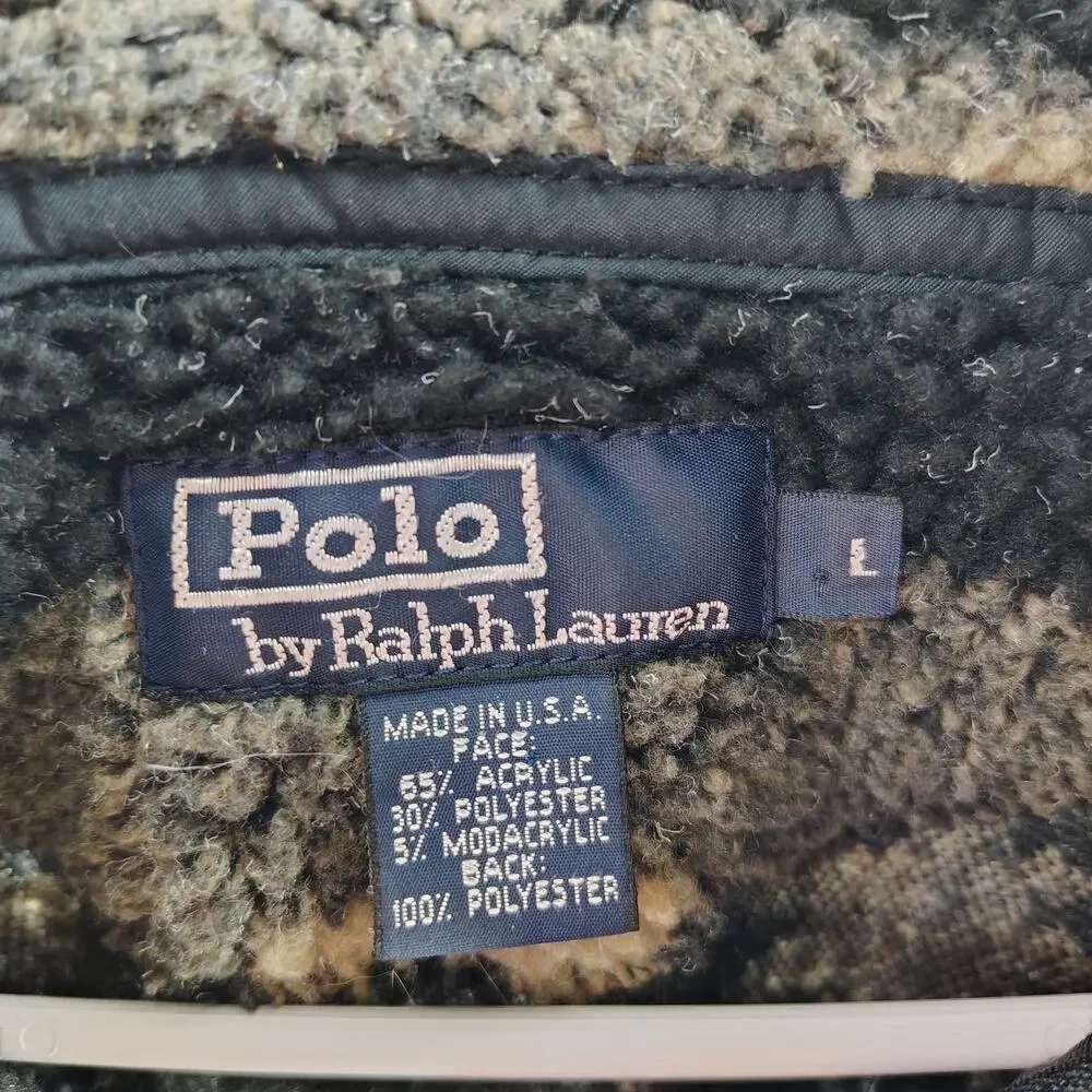 Vintage Polo Ralph Lauren Sweater Aztec Southwestern Sherpa Fleece Pullover L