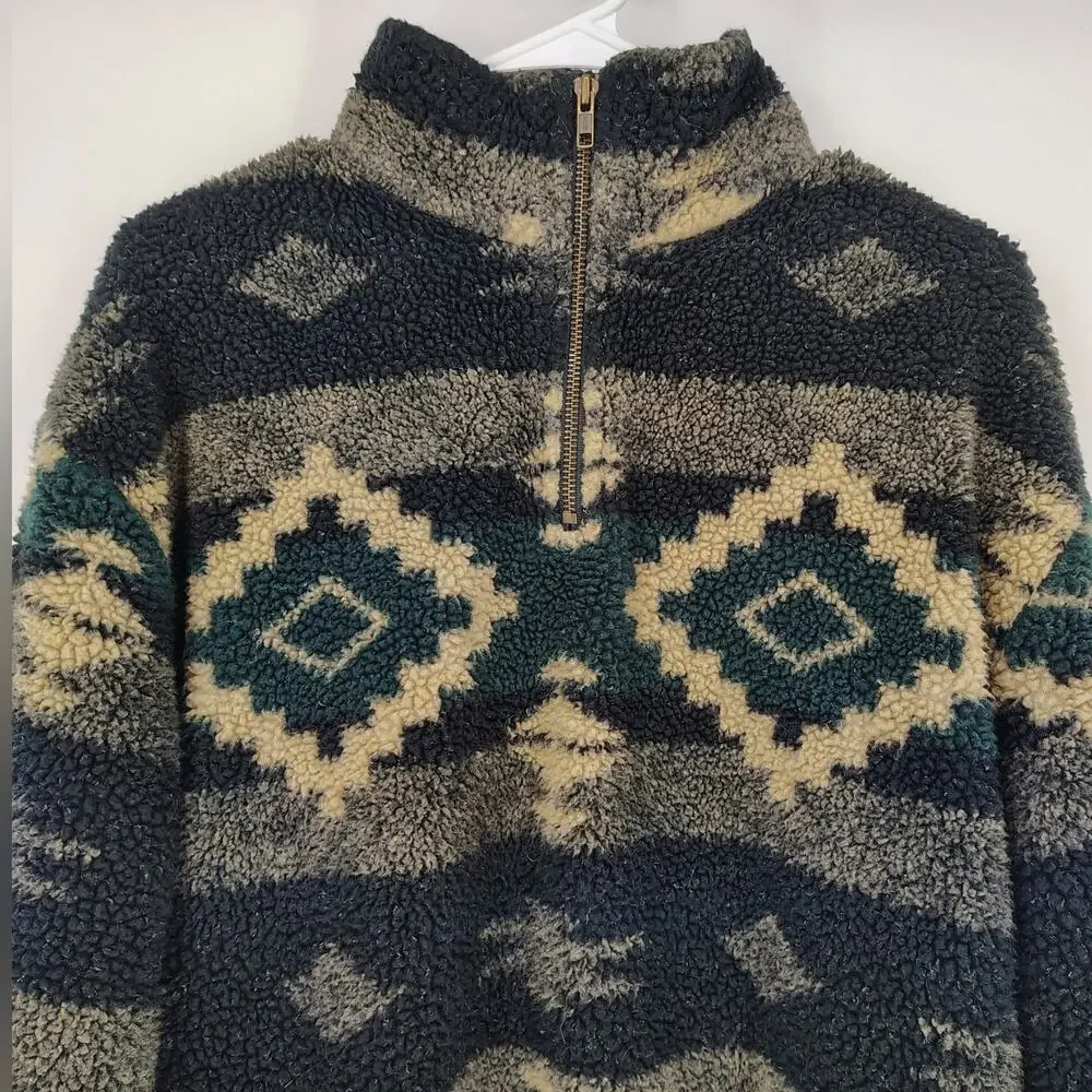 Vintage Polo Ralph Lauren Sweater Aztec Southwestern Sherpa Fleece Pullover L