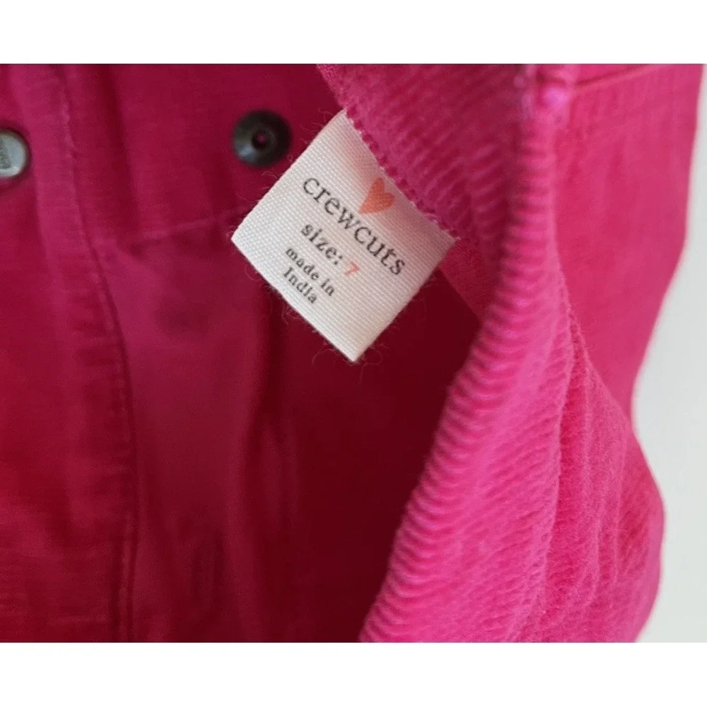 J CREW Crewcuts Skirt Girls Corduroy Button Front Size 7 Bright Pink