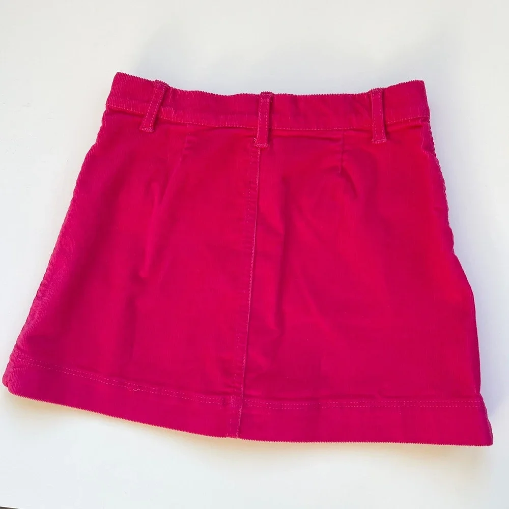 J CREW Crewcuts Skirt Girls Corduroy Button Front Size 7 Bright Pink