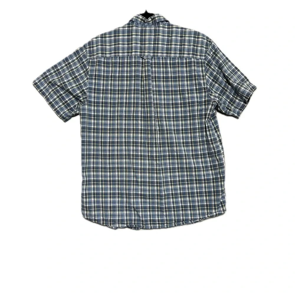 Columbia Mens Short Sleeve Button Down Plaid Shirt Blue Grey Yellow Size‎ Medium