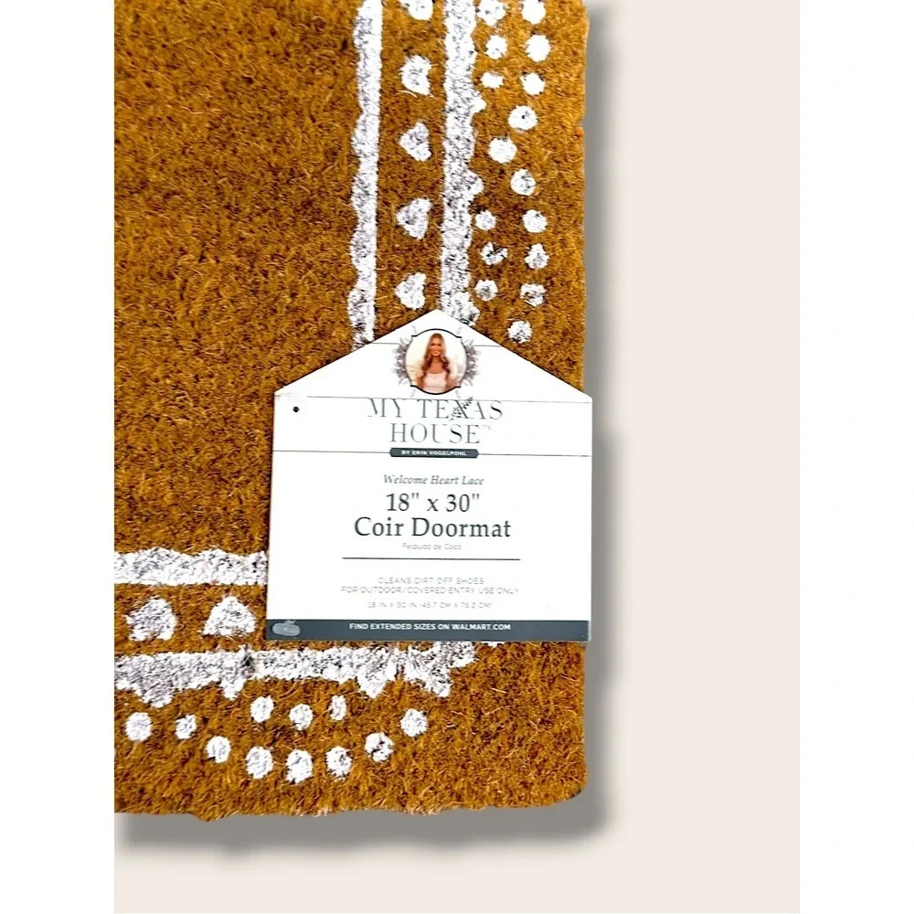 My Texas‎ House Multi Welcome Heart Lace Outdoor Coir Doormat, 18x30