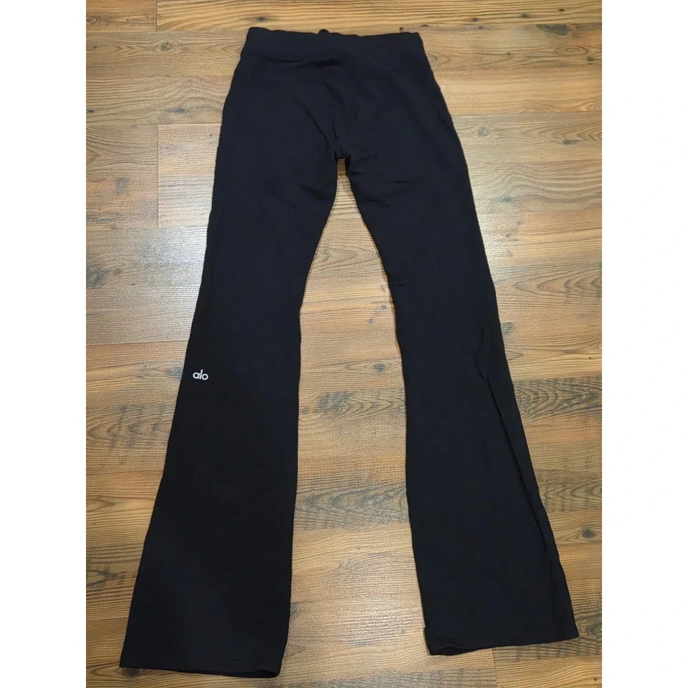 Alo Yoga Sway Bootcut Sweat Flared Leggings Black High Airbrush Pants Small