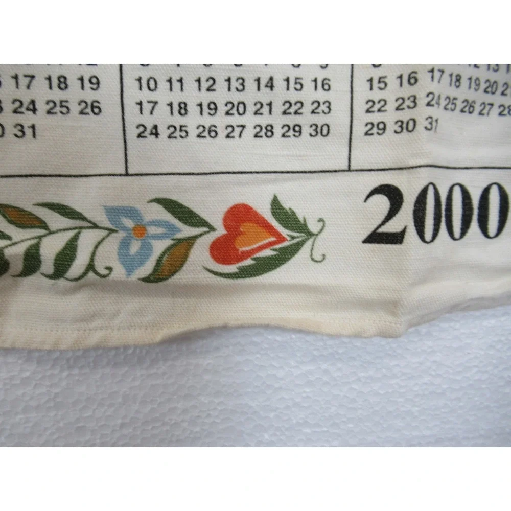 Vintage Y2K 2000 Calendar Mill Print Tea Towel Lot Cotton