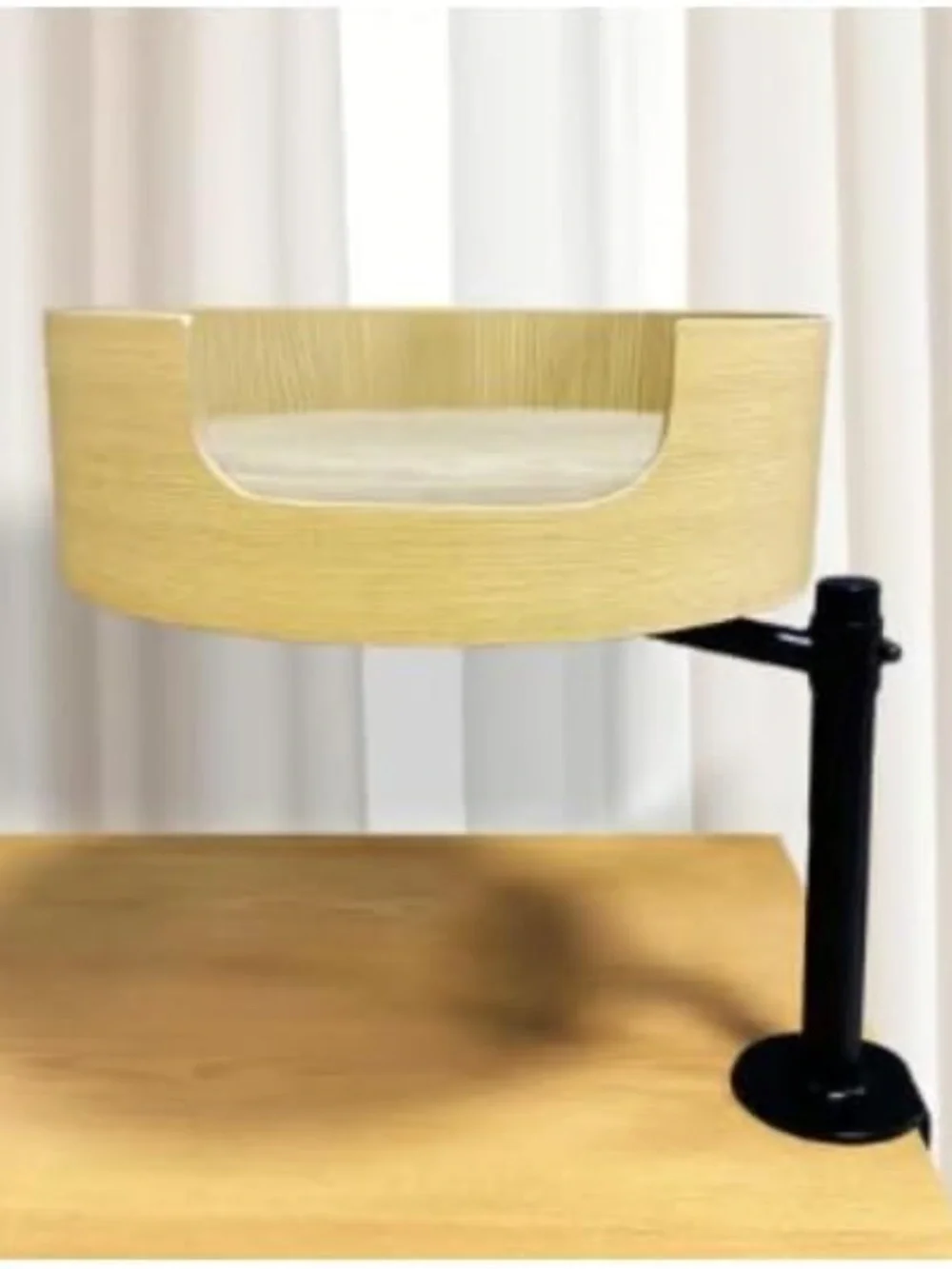 The Original Desk Mounted Cat Bed Attachment – Walnut Wood & White oak