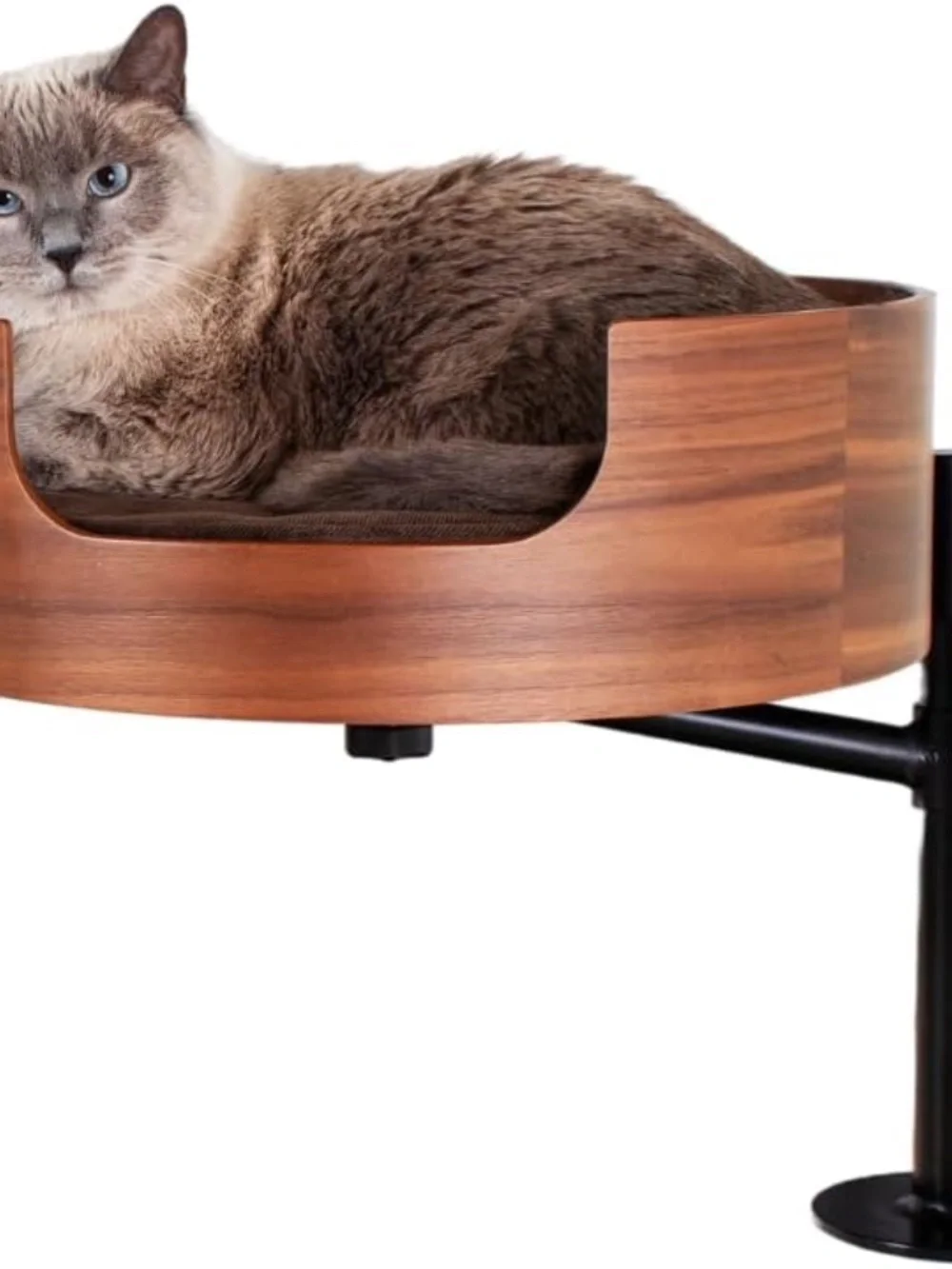 The Original Desk Mounted Cat Bed Attachment – Walnut Wood & White oak