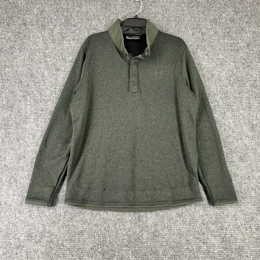 Under Armour Golf ColdGear Sweaterfleece Snap Mock Pullover Olive Green XL Mens‎