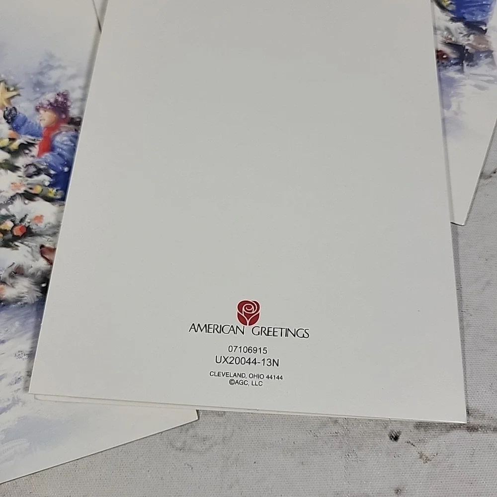 Vintage American Greetings Christmas Cards Lot Of 9 Children Decorating Tree