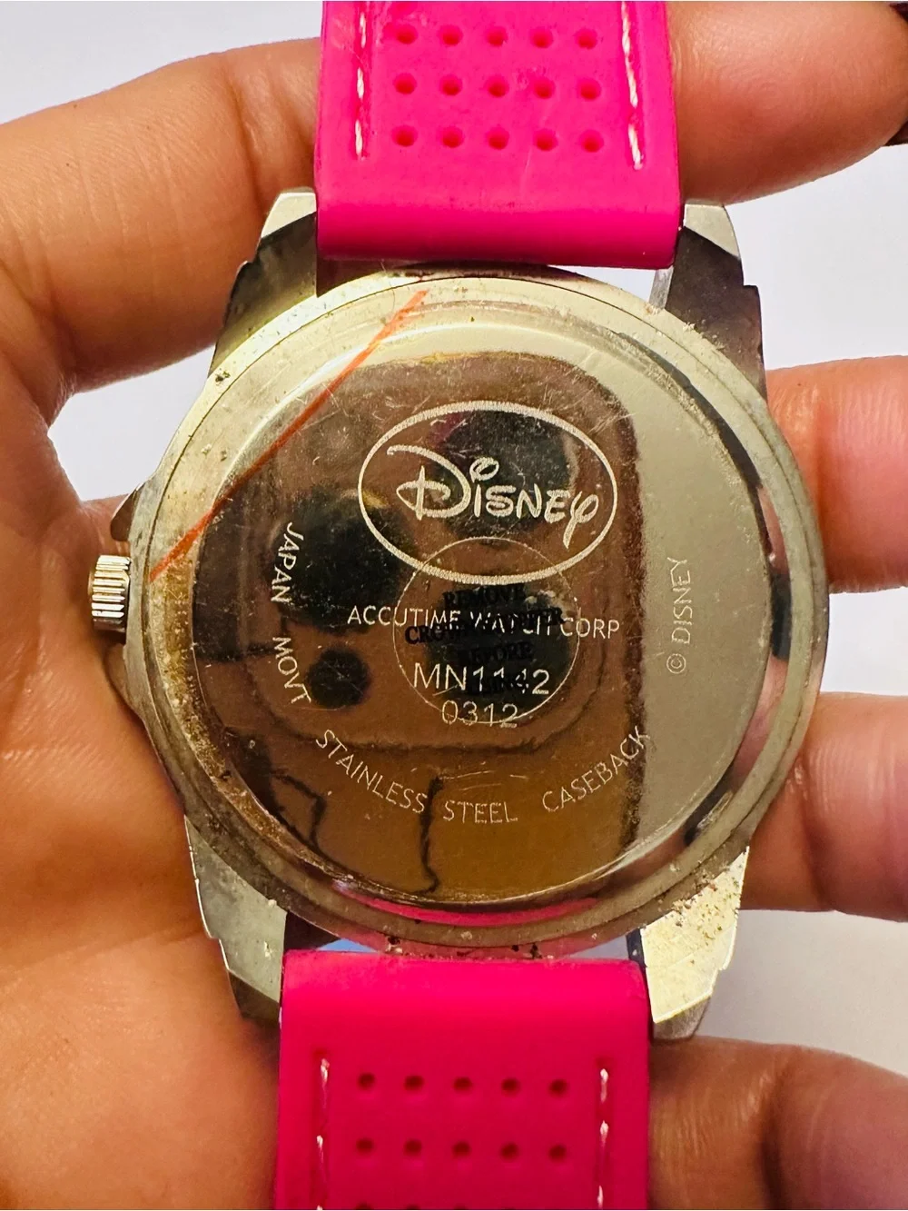 Disney Pink Minnie Mouse Analog Watch with Silver Case