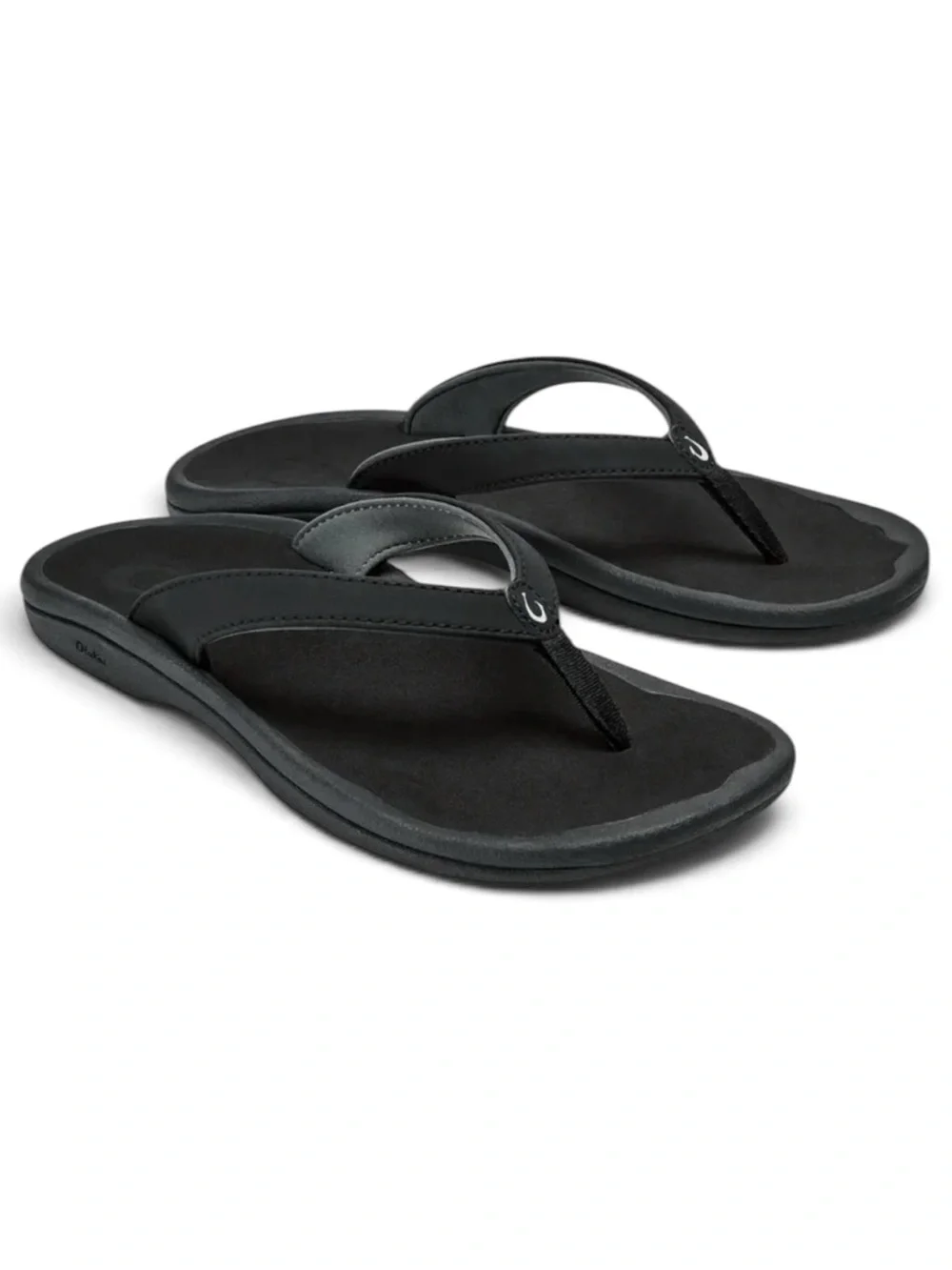 Olukai Black Ohana Beach Flip Flop Sandals