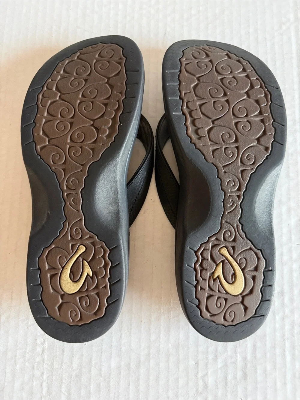 Olukai Black Ohana Beach Flip Flop Sandals