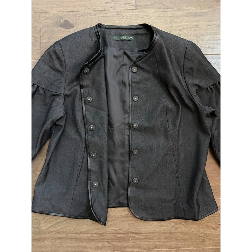 Harve Benard Collection Jacket Womens Black Solid Tailored Puff Sleeve Chic