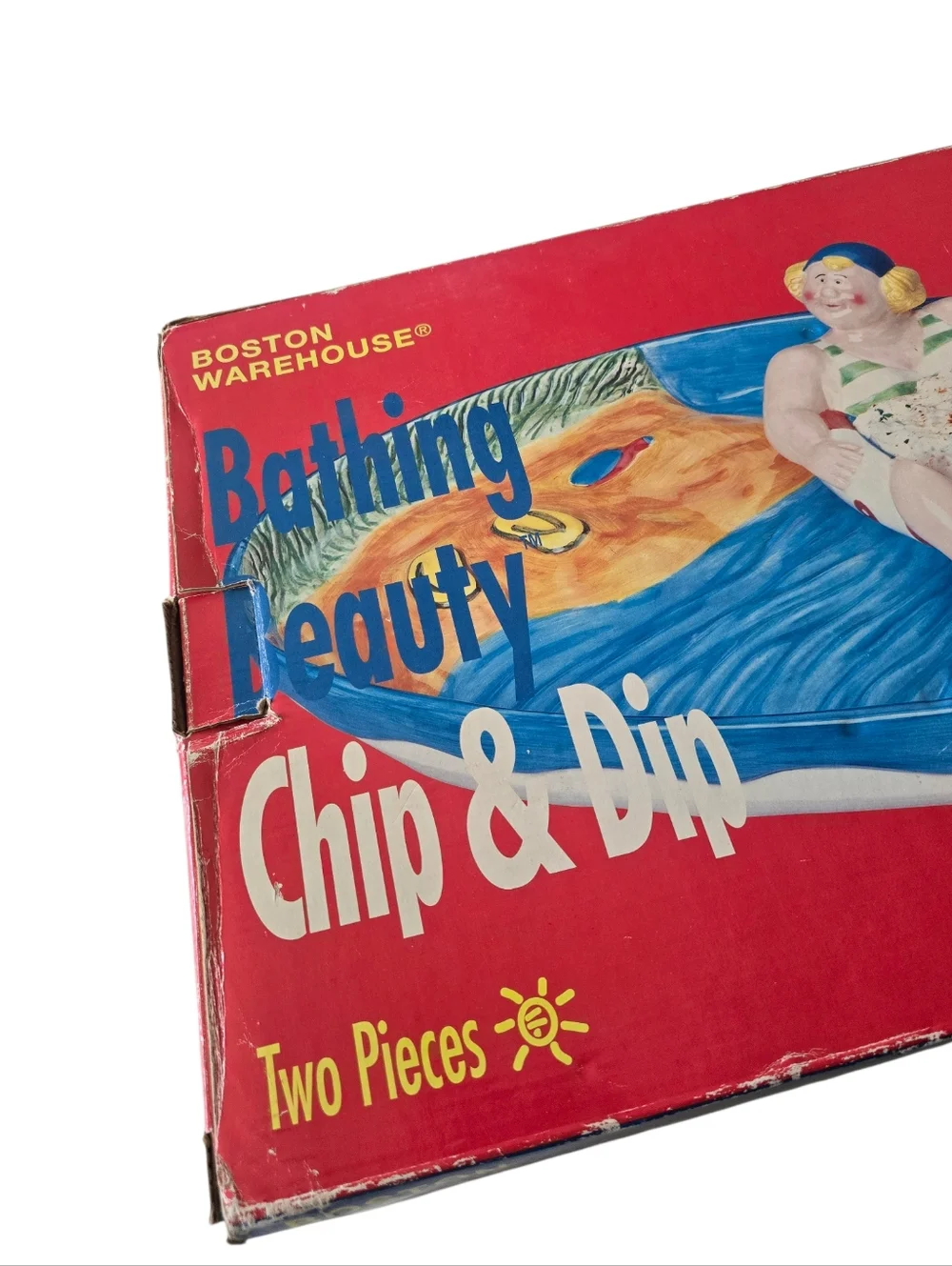 Vtg Ceramic Swimming Pool/Beach Party Chip and Dip Bowl Set Boston Warehouse