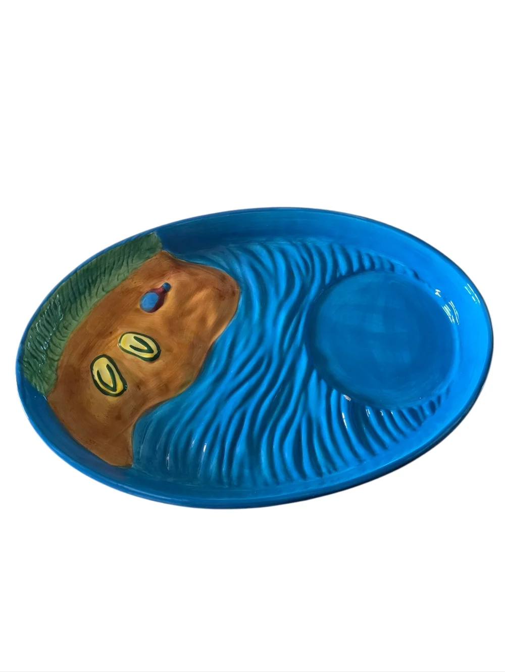 Vtg Ceramic Swimming Pool/Beach Party Chip and Dip Bowl Set Boston Warehouse
