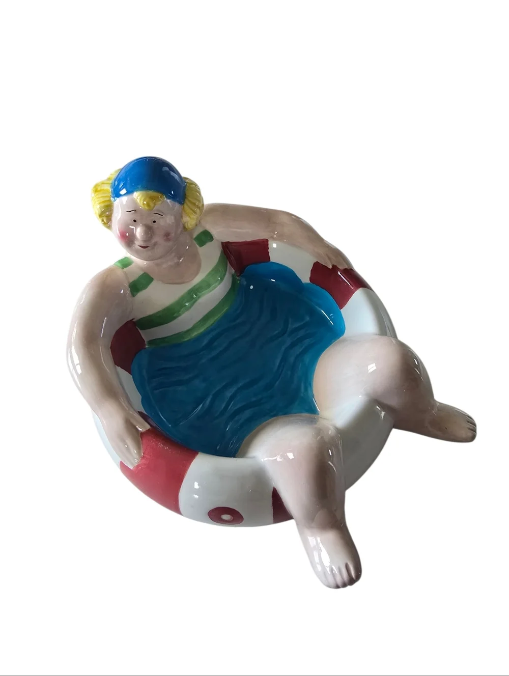 Vtg Ceramic Swimming Pool/Beach Party Chip and Dip Bowl Set Boston Warehouse