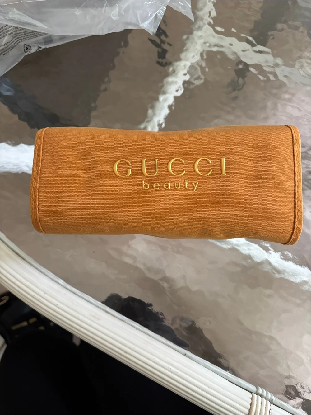 Gucci Beauty Mustard yellow jewelry /Cosmetic Pouch New