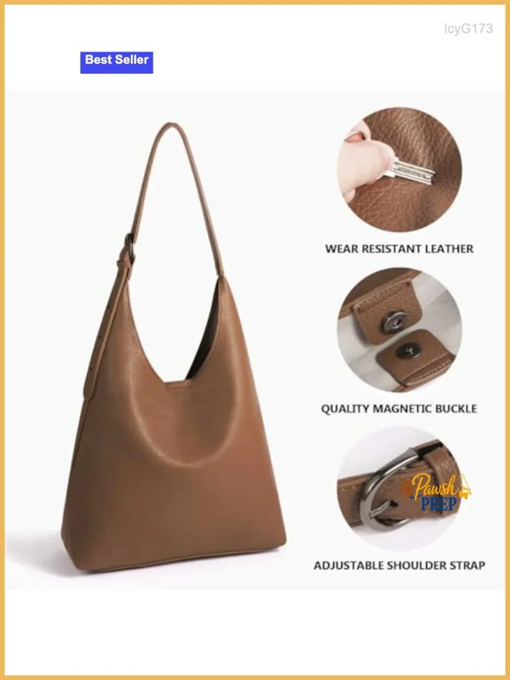 Vegan Leather Hobo Bag for Women, Slouchy Shoulder Bag, Adjustable Strap, Large