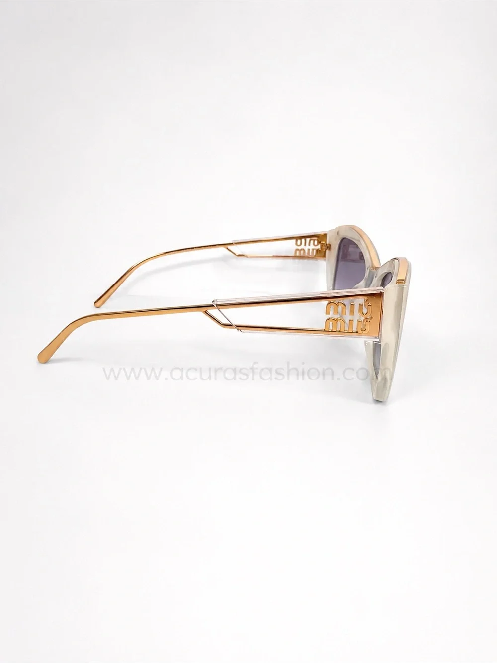 Miu Miu Gold Metal & Beige Frame Women's Sunglasses