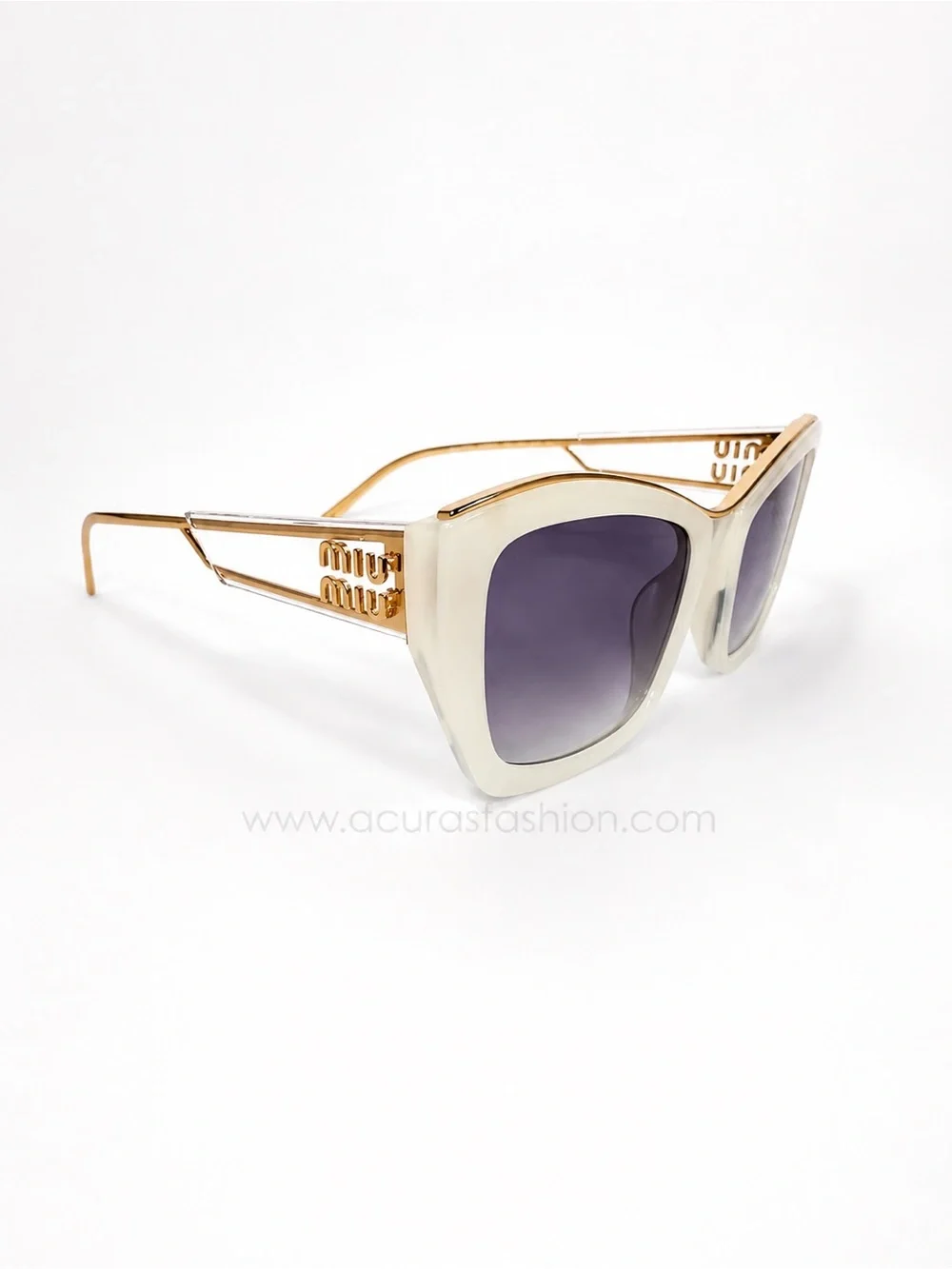 Miu Miu Gold Metal & Beige Frame Women's Sunglasses