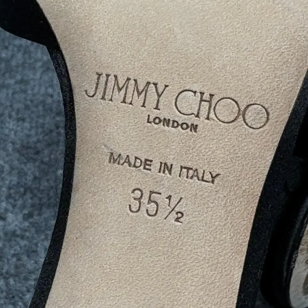 Jimmy Choo Shoes Womens 5.5 35.5 Black Satin D'Orsay Knotted Bow Heels Kitty 85