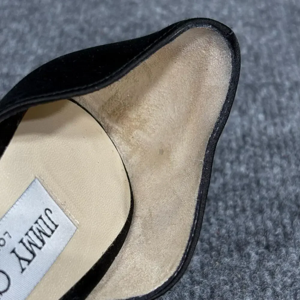 Jimmy Choo Shoes Womens 5.5 35.5 Black Satin D'Orsay Knotted Bow Heels Kitty 85