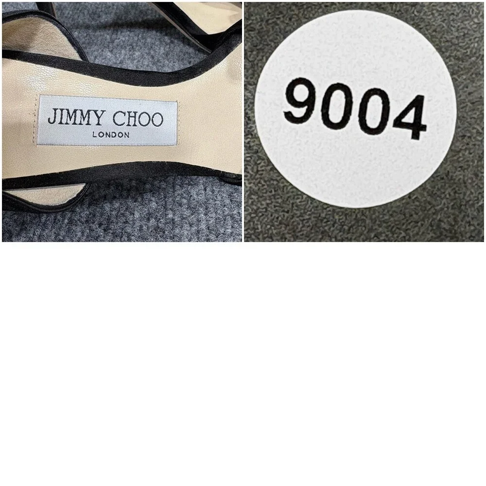 Jimmy Choo Shoes Womens 5.5 35.5 Black Satin D'Orsay Knotted Bow Heels Kitty 85