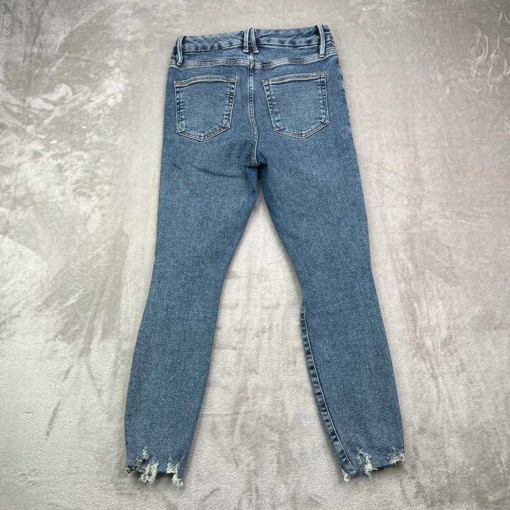 Good American‎ Good Waist Jeans Womens 28 Blue Cropped Stretch Distressed Skinny