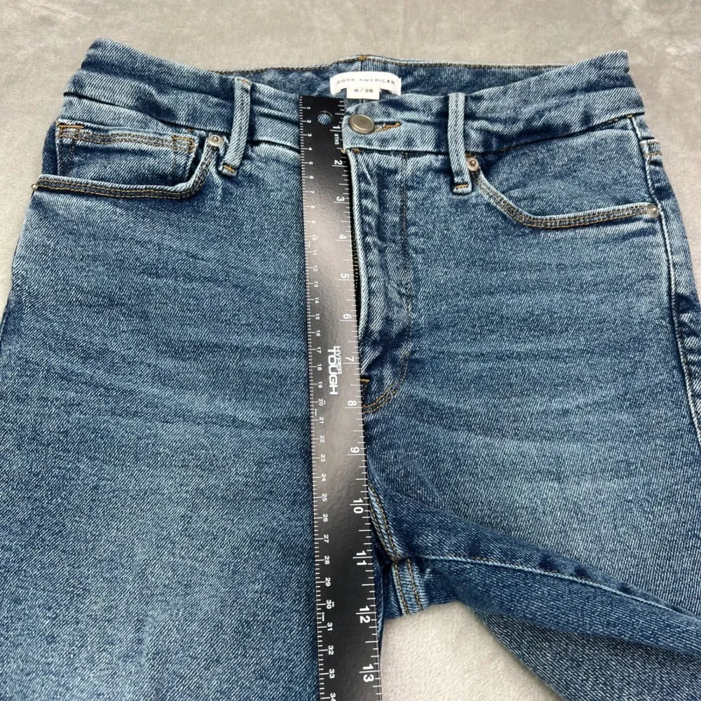 Good American‎ Good Waist Jeans Womens 28 Blue Cropped Stretch Distressed Skinny
