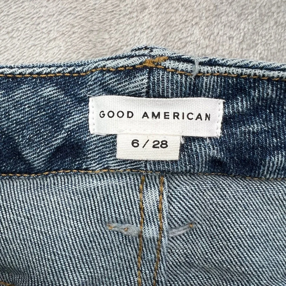 Good American‎ Good Waist Jeans Womens 28 Blue Cropped Stretch Distressed Skinny