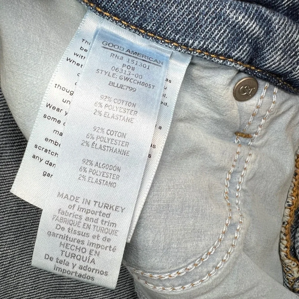 Good American‎ Good Waist Jeans Womens 28 Blue Cropped Stretch Distressed Skinny