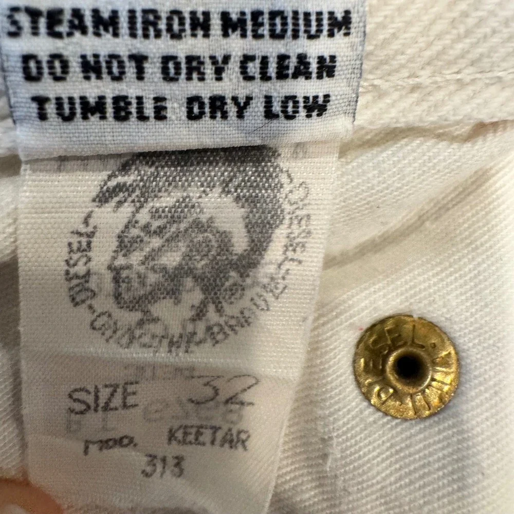 Diesel Jeans Men 32 White Modern Basic Industry RR55 Straight Leg Denim Italy