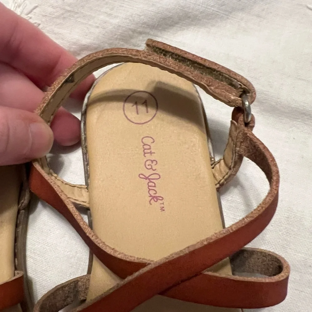 Cat & Jack Strappy Sandals kids Size 10 & 11 Animal print and brown