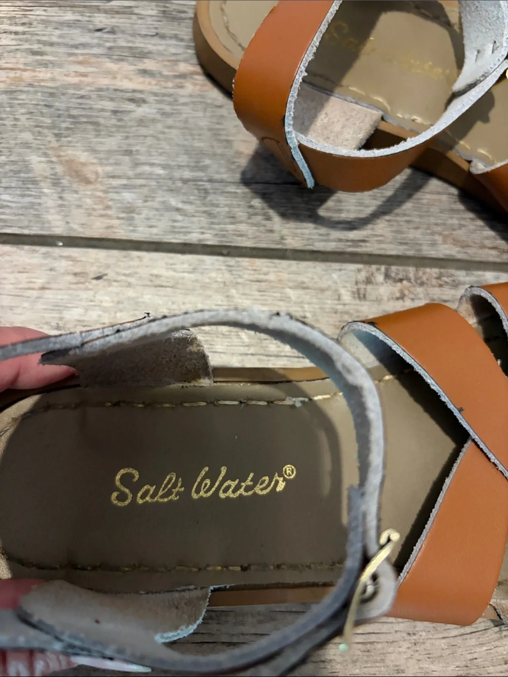 Salt Water Sandals by Hoy Kids Tan Strappy Leather Sandals