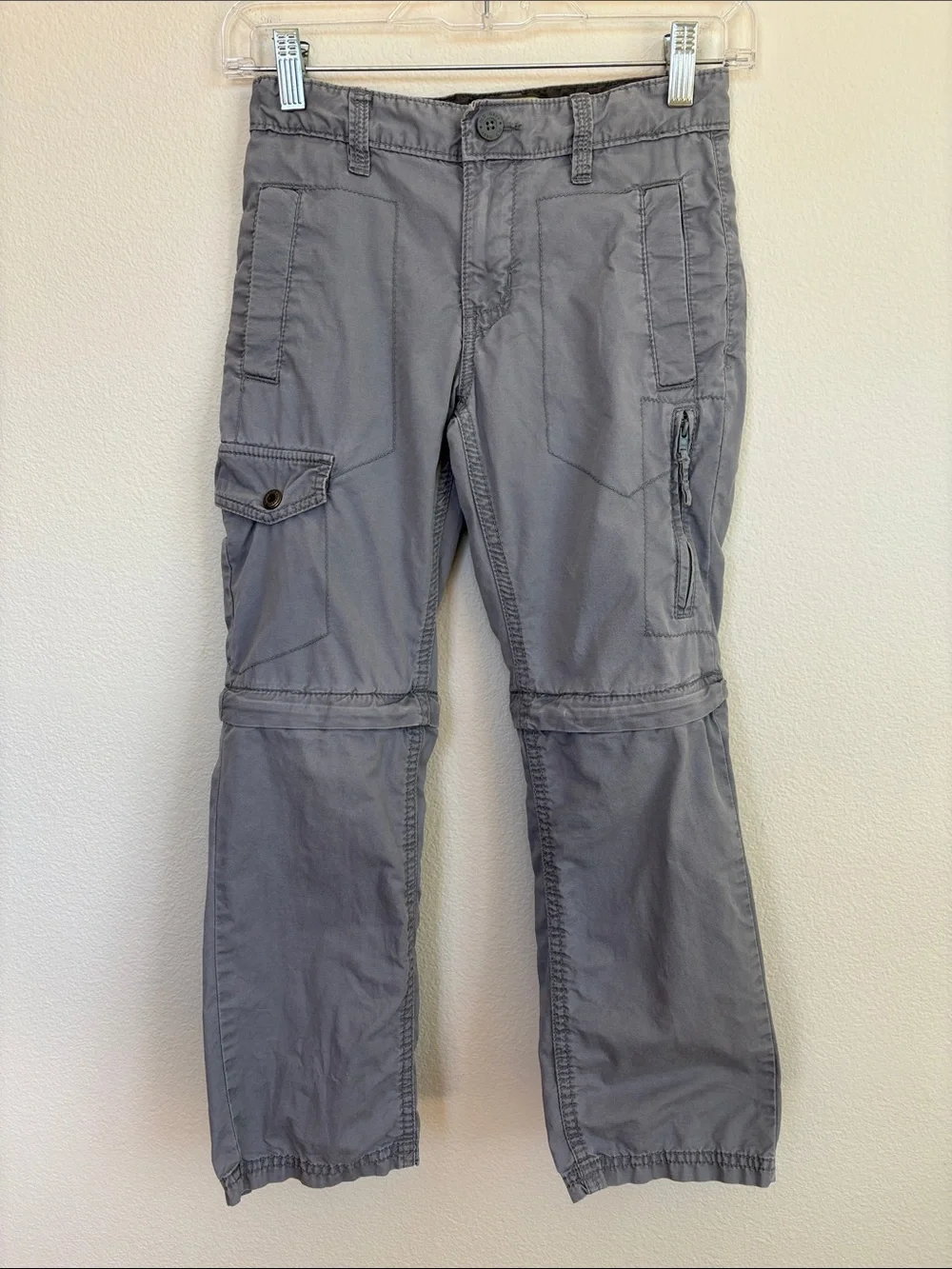 Old Navy Boys Straight Convertible Hiking Cargo Pants Size 8 Chrome Grey