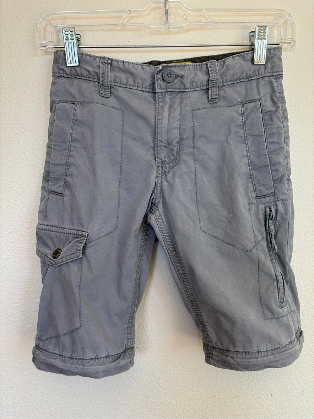 Old Navy Boys Straight Convertible Hiking Cargo Pants Size 8 Chrome Grey