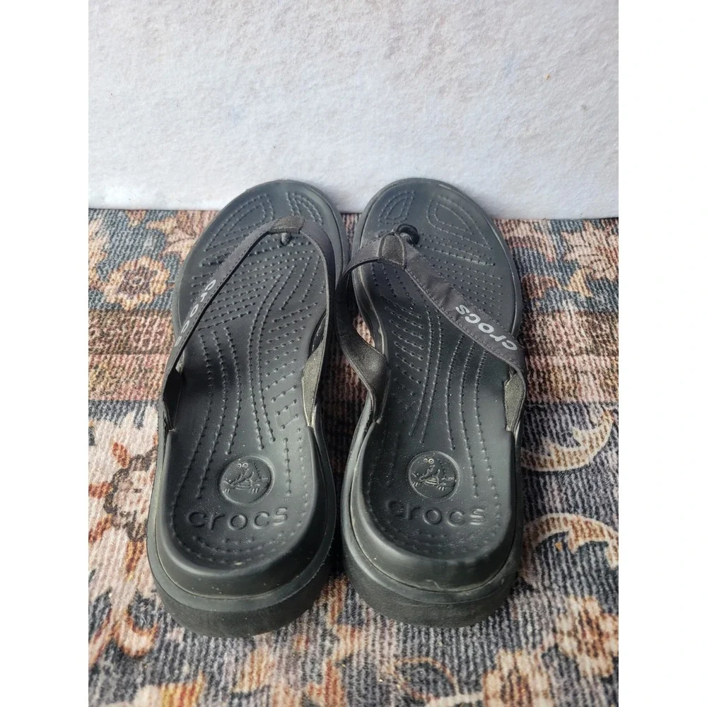 Crocs Athens Flip Flops Black Thong Sandals Mens 10 Womens 12 Comfort Casual