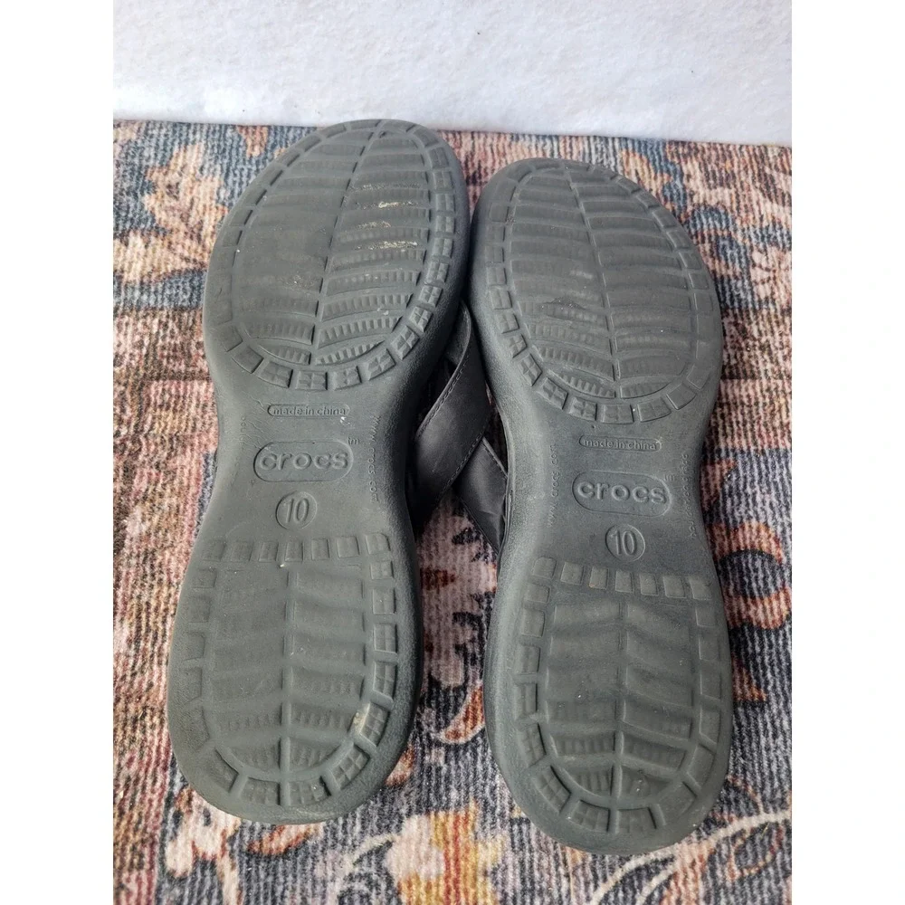 Crocs Athens Flip Flops Black Thong Sandals Mens 10 Womens 12 Comfort Casual