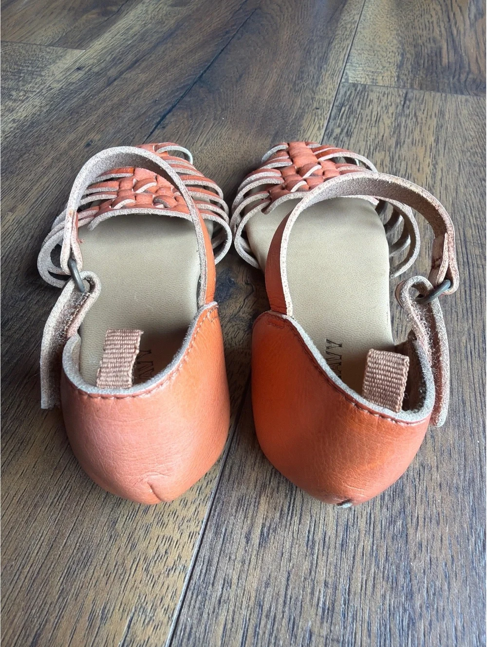 Old Navy Orange Toddler Leather Strappy Sandals with Ankle Strap
